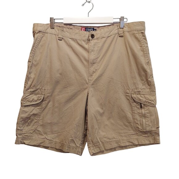 Chaps Shorts Mens 42 Khaki Tan Cargo Rip Stop Relaxed Fit gorpcore Work Rugged - Picture 1 of 10